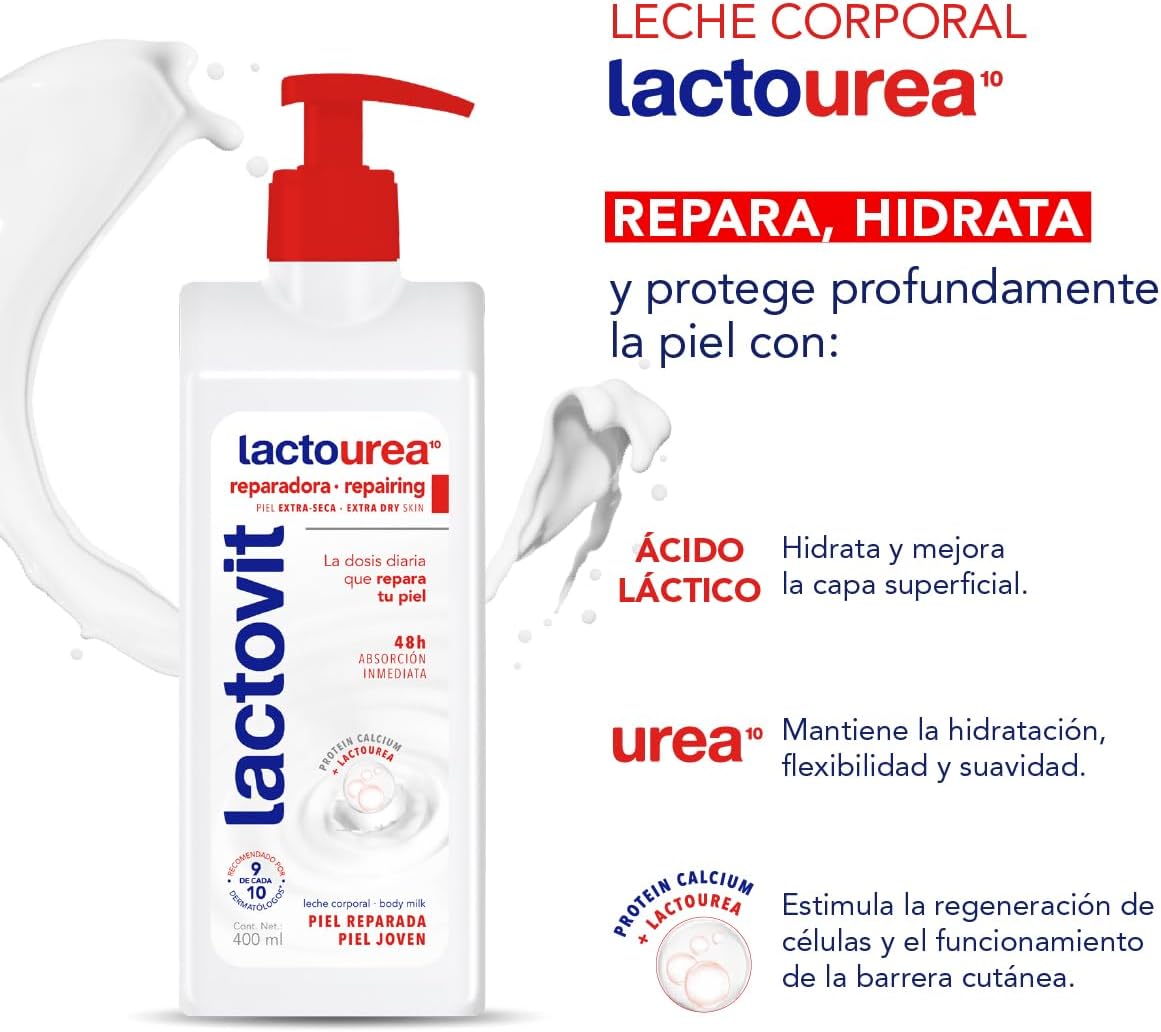 Lactovit - Crema Corporal Lactourea - Hidratante y Reparadora - 400 ml