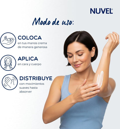 Nuvel Crema Corporal Hidratante con Aceite de Coco, 750 ml | Hidratación Profunda para Cuidado Facial y Corporal | Crema Humectante para Piel Seca o Grasa