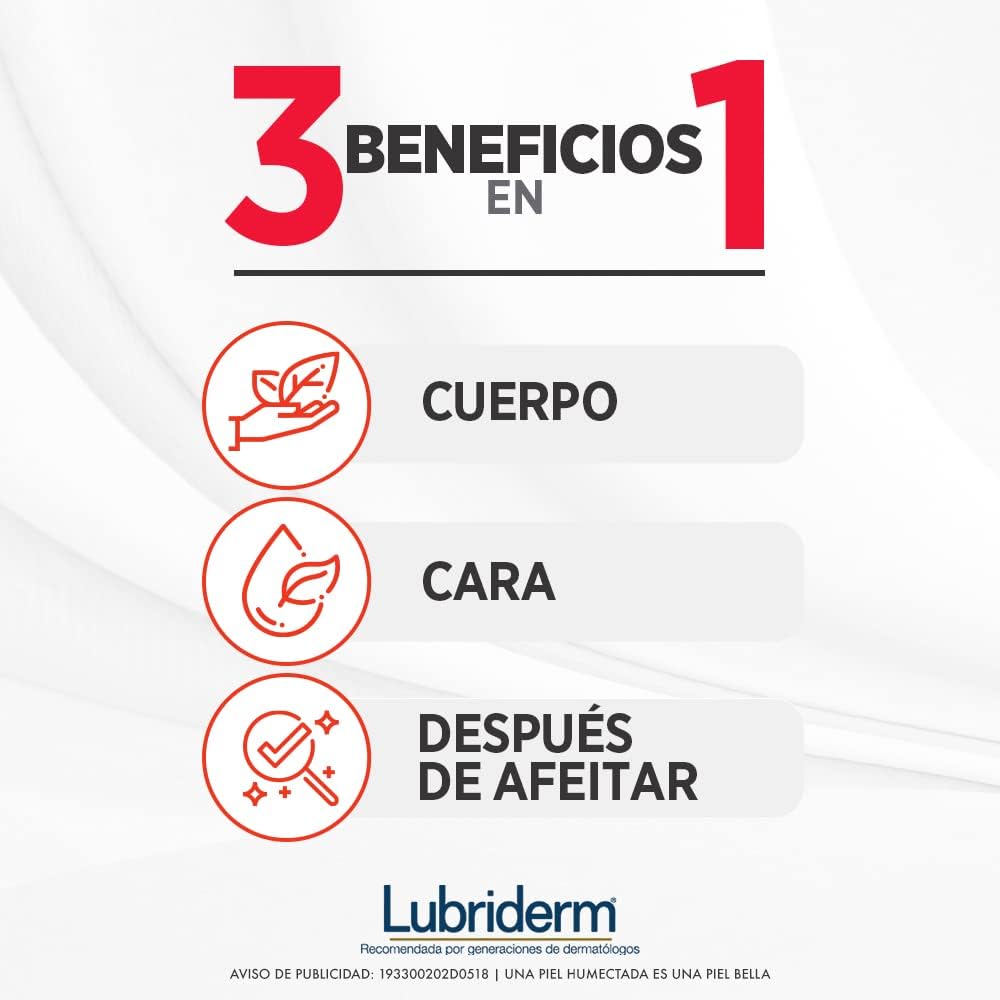 Lubriderm Men Crema Hidratante Ligera 400ml para Cara y Cuerpo Enriquecida con Aloe y Minerales