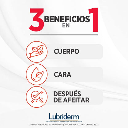 Lubriderm Men Crema Hidratante Ligera 400ml para Cara y Cuerpo Enriquecida con Aloe y Minerales