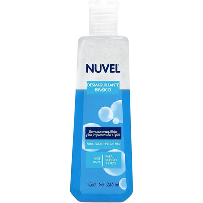 Nuvel Desmaquillante Bifásico Facial con Retinol, Elimina Maquillaje a Prueba de Agua sin Frotar, Todo Tipo de Piel, 235 ml