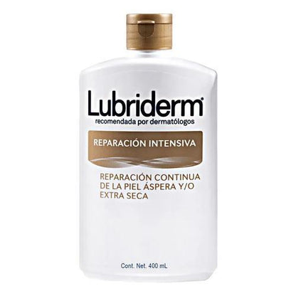 Crema Corporal Reparación Intensiva Lubriderm piel aspera y extra seca Día/Noche 400mL