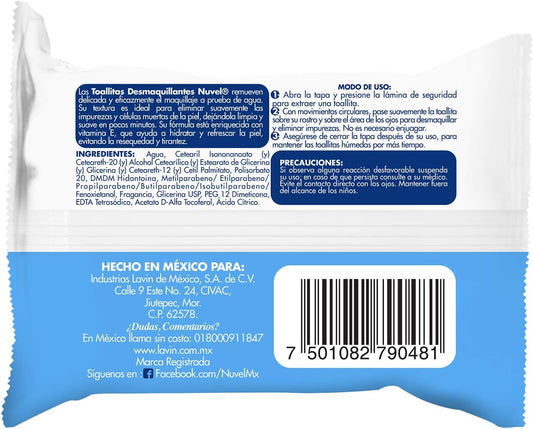 Nuvel Toallitas Desmaquillantes Hidratantes para Rostro y Ojos, 25 Piezas | Para Piel Normal y Mixta | Almohadillas Faciales Tipo Kit de Viaje | Toallitas de Limpieza Facial