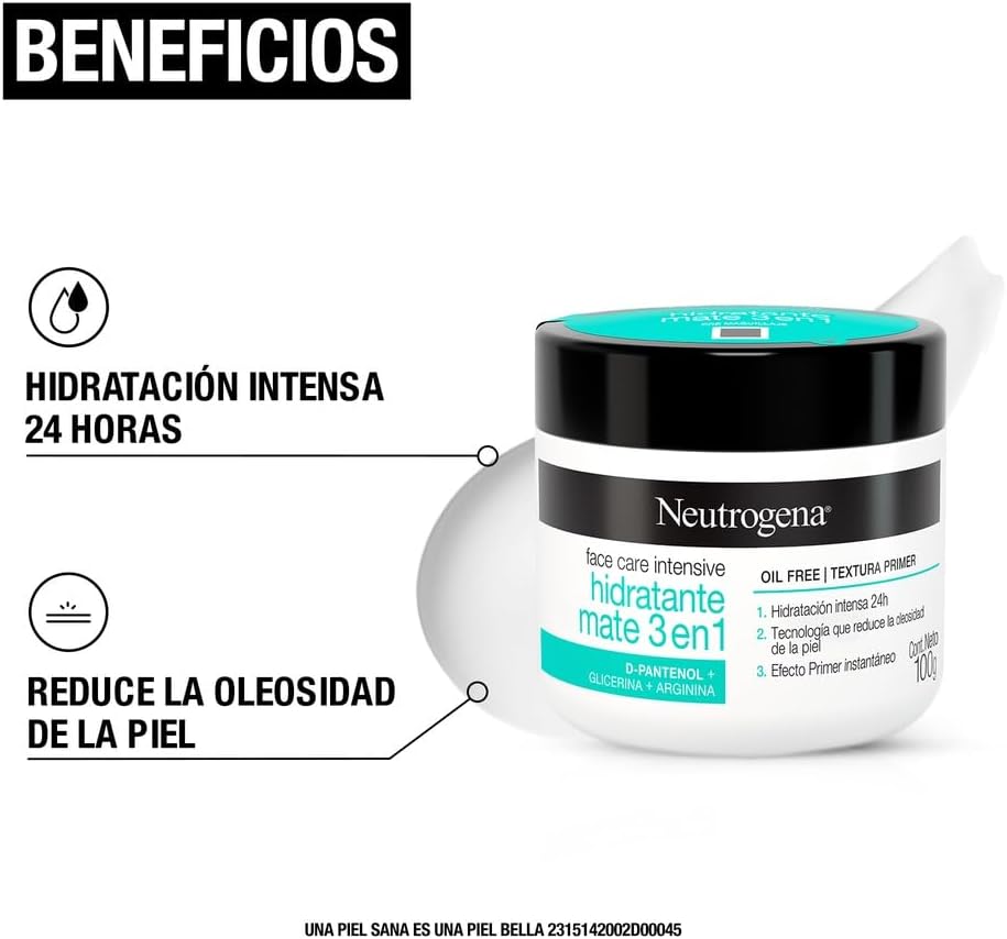 Crema Hidratante Neutrogena Face Care Intensive Facial Mate 3 en 1 D-Pantenol 100g