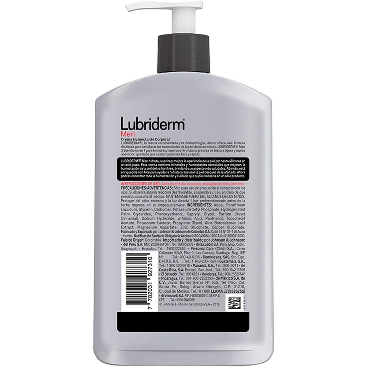 Lubriderm Men Crema Hidratante Ligera 400ml para Cara y Cuerpo Enriquecida con Aloe y Minerales