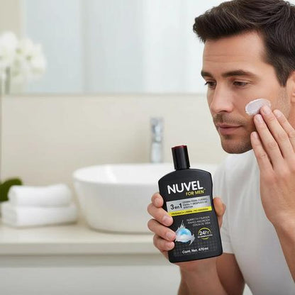 Crema Corporal Nuvel para hombre 3 En 1 Cara, Despues de  Afeitar Y Cuerpo 470ml.
