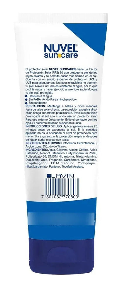 Bloqueador Solar Fps 50 Nuvel Suncare 120 Ml