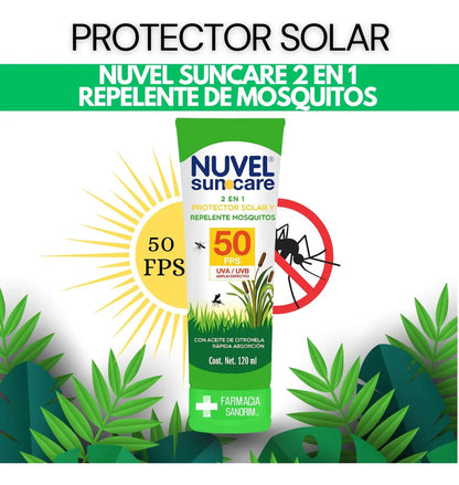 Protector Solar Fps 50 Con Repelente Mosquitos Nuvel Suncare