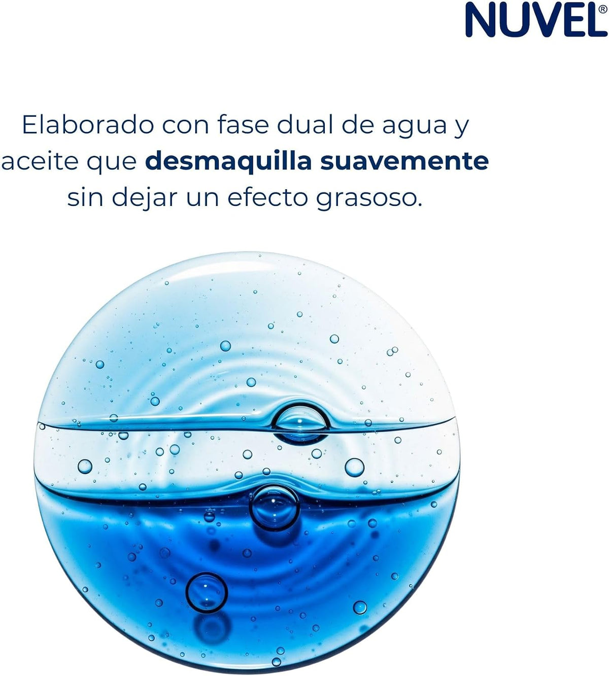 Nuvel Desmaquillante Bifásico Facial con Retinol, Elimina Maquillaje a Prueba de Agua sin Frotar, Todo Tipo de Piel, 235 ml