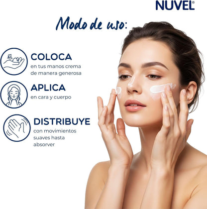Crema Corporal e Hidratante Facial con Miel y Avena, Nuvel 750 ml | Crema Hidratante para Piel Normal y Seca, Uso Diario, Suaviza y Nutre la Piel