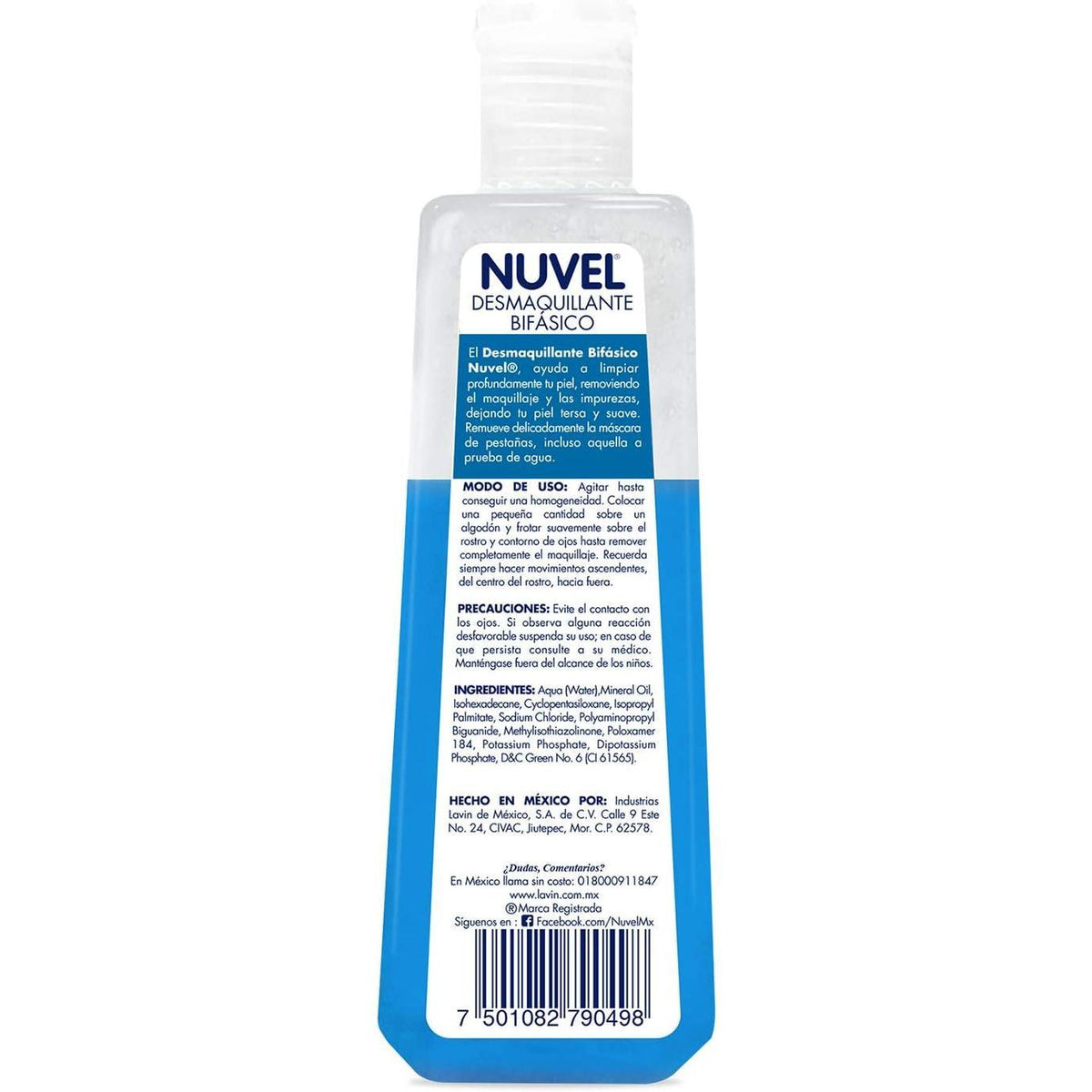 Nuvel Desmaquillante Bifásico Facial con Retinol, Elimina Maquillaje a Prueba de Agua sin Frotar, Todo Tipo de Piel, 235 ml