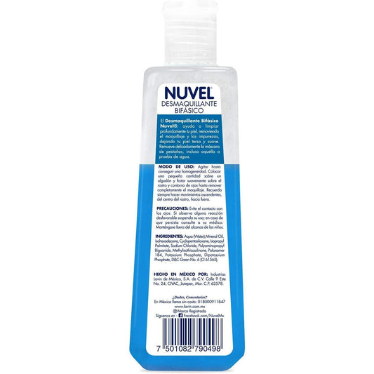 Nuvel Desmaquillante Bifásico Facial con Retinol, Elimina Maquillaje a Prueba de Agua sin Frotar, Todo Tipo de Piel, 235 ml